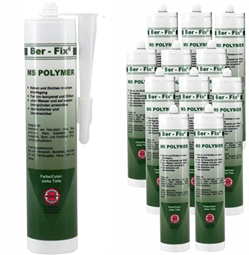 Ber-Fix 12x MS Polymer Kleber Transparent Glasklar 300g – ​​Premium-Dichtstoff für Glas, Metall & Fliesen, schimmelresistent & stark haftend von Ber-Fix