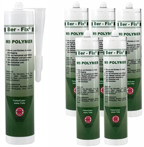 Ber-Fix 6x MS Polymer Kleber Transparent Glasklar 300g – ​​UV-geschützter & wasserfester Montagekleber für Stein, Kunststoff & Metall von Ber-Fix