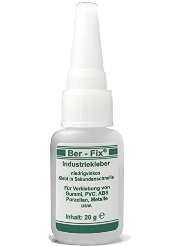Ber-Fix Industriekleber 20 g – Sekundenkleber dünnflüssig, kapillar, hochrein – für Metall, Porzellan, Glas, Holz & Kunststoff – mit Nadelverschluss von Ber-Fix