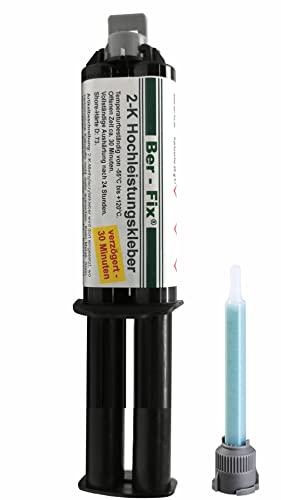 Ber-Fix 2K Kleber Kunststoff 25 g Hochleistungskleber 30 Min Kleber extra stark mit 1x Spitze Metall Pvc GfK Holz Epoxid Harz frei auch als Kunststoff Spachtelmasse verwendbar von Ber-Fix