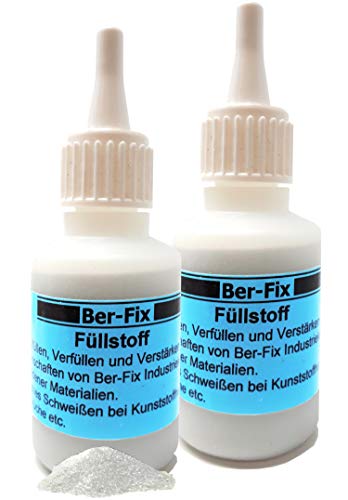 2x 60g Füllstoff / Filler / Granulat für Sekundenkleber / Industriekleber - für extreme Risse und Bruchstellen, in Kombi mit Industriekleber aller mazon Marken zum Füllen, Verstärken und Modelieren, Ersetzt fehlende Materialien wie Kunststoff, Plaste, Metall,Glas, Holz - Farbe Grau von Ber-Fix