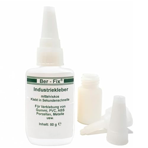 Ber-Fix Industriekleber mittelviskos (100 mPas) 50g leicht dickflüssig universell einsetzbar für Industrie und Heimwerker extra stark und vielseitig für Kunststoff Metall Holz PVC Gummi Keramik - von Ber-Fix