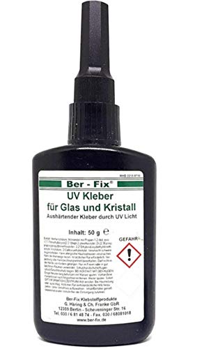 BerFix UV Kleber dünnflüssig 50g für Glas Metall Kunststoff Holz Keramik 50-100 von Ber-Fix