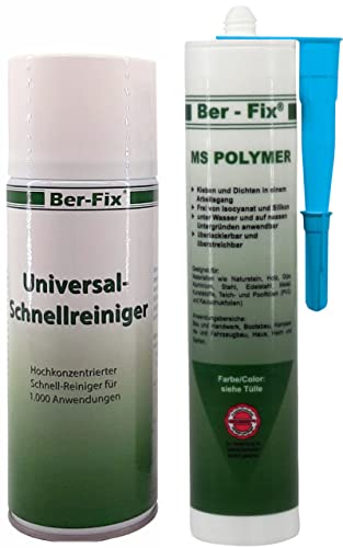 Ber-Fix MS Polymerkleber Blau Unterwasserkleber für Pool Dichtungsmasse wasserdicht kleben ohne Wasser abzulassen Fliesen Beton Stahl Folie PVC + Schnellreiniger 400 ml von Ber-Fix