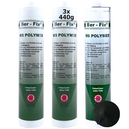 Ber-Fix MS Polymer Schwarz 3x 440g – Großpack für professionelle Abdichtungen im Teichbau & Fahrzeugbereich von Ber-Fix