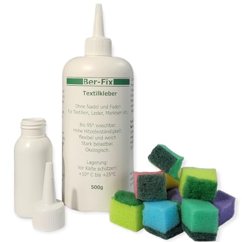 Ber-Fix 500 g Textilkleber waschmaschinenfest transparent für alle Naturfasern Stoffkleber Textilkleber wasserfest weich soft elastisch flexibel Textilkleber für Stoffe Kleben statt Nähen von Ber-Fix