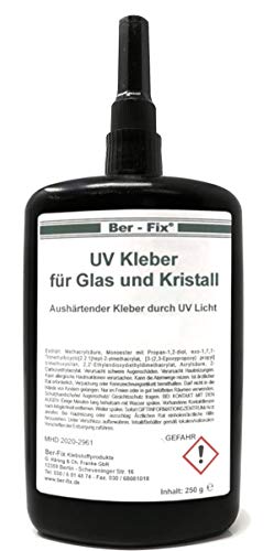 Ber-Fix UV Kleber DER Glaskleber für Glas Glas und Glas Metall 250g niedrigviskos 50mPas spaltfüllend bis 0,10 mm von Ber-Fix