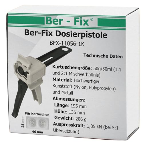 Ber-Fix® Dosierpistole für 50ml / 50g Doppelkartuschen (1:1) – Präzise Verarbeitung von 2K Kleber – Ideal für Metallkleber, Kunststoffkleber & mehr Ber-Fix® Dosierpistole für 50ml / 50g Doppelkartuschen (1:1) – Präzise Verarbeitung von 2K Kleber – Ideal für Metallkleber, Kunststoffkleber & mehr von Ber-Fix
