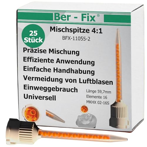 Ber-Fix 25x 4:1 Statikmischer MKHX 02-16S für 2K-Cyanacrylat, Epoxidharz & Mehr Präzises Mischrohr für Klebstoffe Ber-Fix 25x 4:1 Statikmischer MKHX 02-16S für 2K-Cyanacrylat, Epoxidharz & Mehr Präzises Mischrohr für Klebstoffe von Ber-Fix
