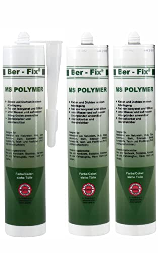 Ber-Fix 3x MS Polymer Kleber Transparent Glasklar 300g – ​​Unsichtbare Verklebung für Glas, Acryl & Fliesen, flexibel & hitzebeständig von Ber-Fix