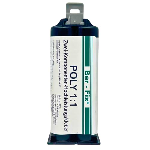 Ber-Fix 2K Kunststoffkleber - PE PP Kleber auch für Polypropylen (PP) und Polyethylen (PE) 50g inkl. 1 Mischspitze - leicht anzuwenden Starke Wirkung von Ber-Fix