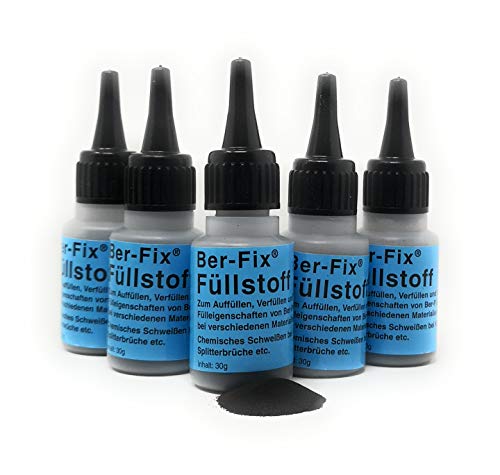 Ber-Fix Füllstoff-Granulat für Industrie- und Sekundenkleber Perfekte Schweißnaht-Reparatur, SCHWARZ, 30g, 5 Stück von Ber-Fix