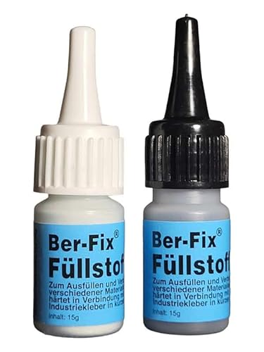 Ber-Fix Füllstoff-Granulat für Industrie- und Sekundenkleber Perfekte Schweißnaht-Reparatur, SCHWARZ + WEISS, 15g, 2 Stück von Ber-Fix