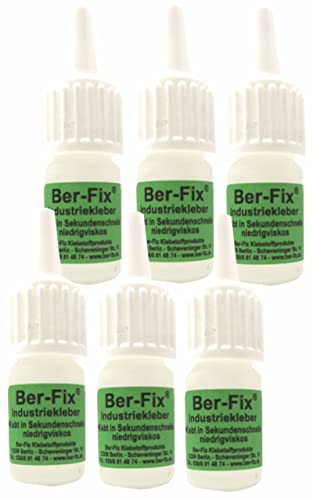 Ber-Fix Industriekleber 6x 4 g – Sekundenkleber dünnflüssig, kapillar, extra stark – ideal für Porzellan, Glas, Figuren, Modellbau & Bastelarbeiten von Ber-Fix