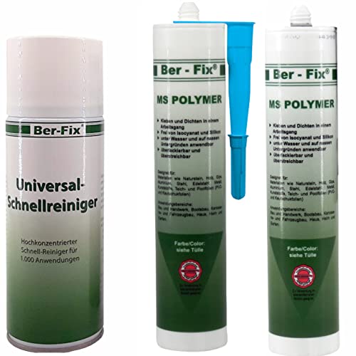 Ber-Fix MS Polymerkleber Blau 2x Unterwasserkleber für Pool Dichtungsmasse wasserdicht kleben ohne Wasser abzulassen Fliesen Beton Stahl Folie PVC + Schnellreiniger 400 ml von Ber-Fix