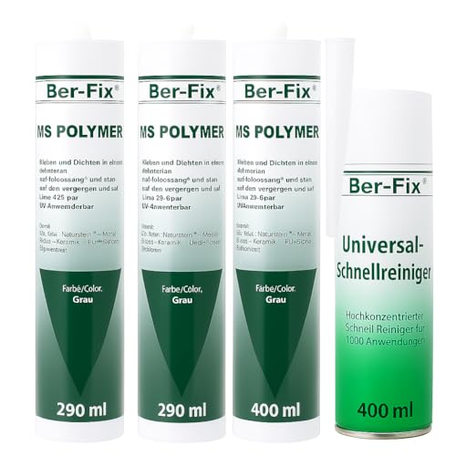 3x Ber-Fix® MS Polymer Weiß + 400ml Universalreiniger | Profi-Komplettset für Handwerk & Sanierung von Ber-Fix