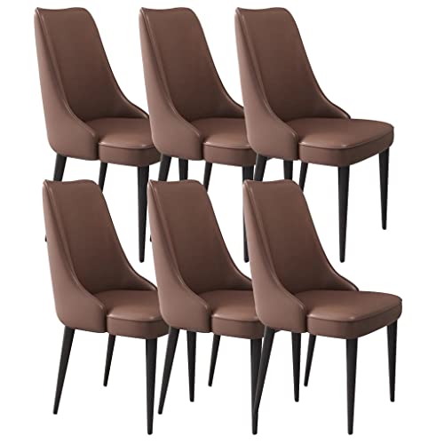 Esszimmerstühle aus Mikrofaser-Leder, 6er-Set, Küchentisch, Beistellstühle, Arbeitszimmer, Loungesessel, stabile Beine aus Karbonstahl (Farbe: Kaffee, Größe: schwarzes Bein) von BerBo