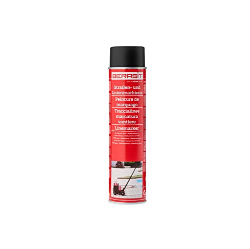 Berasit Markierungsspray Bodenmarkierung, professioneller Straßen- und Linienmarkierer, wetterbeständig, schnell trocknend, 600 ml, Versandeinheit=1 Dose (schwarz) von Berasit