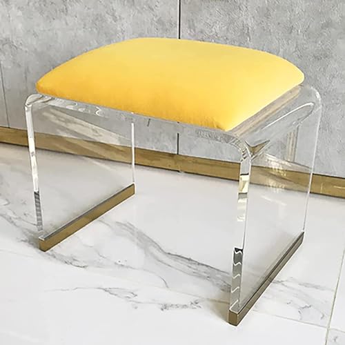 Acrylhocker mit samt gepolstertem Sitz, klarer Acryl -Nachttisch Square End Table, moderner kleiner Stiefhocker kurzer Hocker Makeupraum Eitelkeitenhocker (Größe: klein, Farbe: Gelb) powerfully von Berasmocxy
