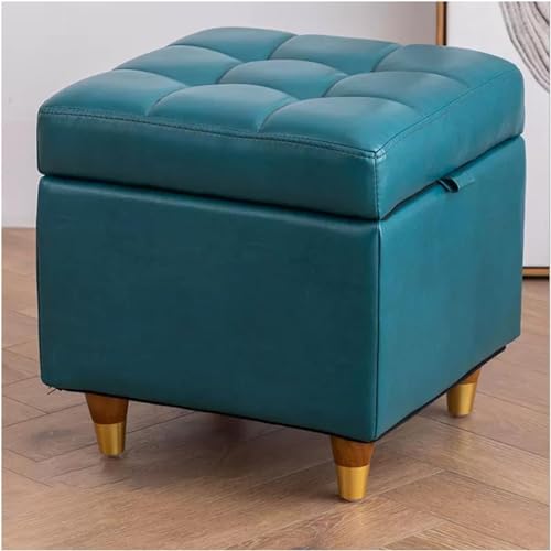 Berasmocxy Ottomans PU Lederhocker Eitelkeithocker Aufbewahrung Ottomane Fußhocker Aufbewahrungswürfel Ottoman mit Lagerung für Wohnzimmer (Größe: 40x40x40 cm, Farbe: Marineblau) powerfully von Berasmocxy