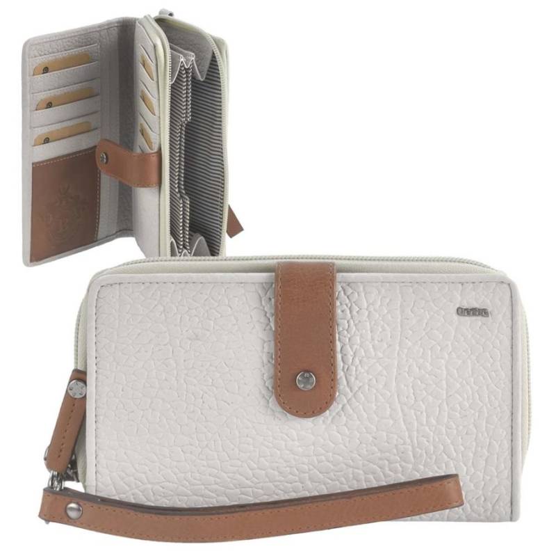 Portemonnaie Leder 18x10cm mit 14 Kartenfächern "Eva" pebble weiß Berba 121-920 von Berba