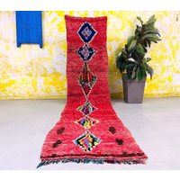 3x12 Flur Läufer Boujad Rot Marokko Teppich - Vintage Berber Antiker Wollläufer Azilal Boho Dekor von BerberMoroccanRugs