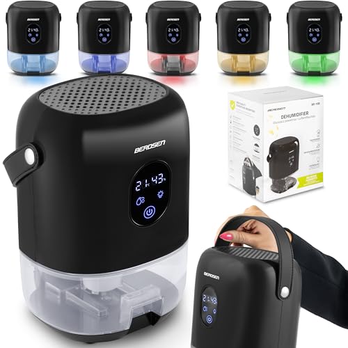 BERDSEN BR-10B Luftentfeuchter - Raumentfeuchter - Feuchtigkeitsabsorber - Elektrisch - mit 1000 ml Tank - für Wohnung und Keller - mit LED-Anzeige - Leise - Für Räume bis 30 m2 - schwarz von Berdsen