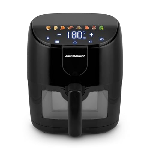 Berdsen Heißluftfritteuse 4L - Airfryer mit Sichtfenster und Touchscreen - 1500W - 8 Programme - Spülmaschinengeeignet von Berdsen