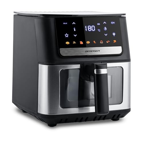Berdsen Heißluftfritteuse XL 6,5L - Airfryer mit Sichtfenster und Touchscreen - 1700W - 8 Programme - Spülmaschinengeeignet von Berdsen