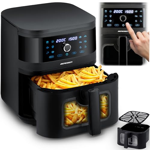 Berdsen Heißluftfritteuse XXL 8L - Airfryer mit Sichtfenster und Touchscreen - 1700W - 12 Programme - Gesund ohne Fett von Berdsen