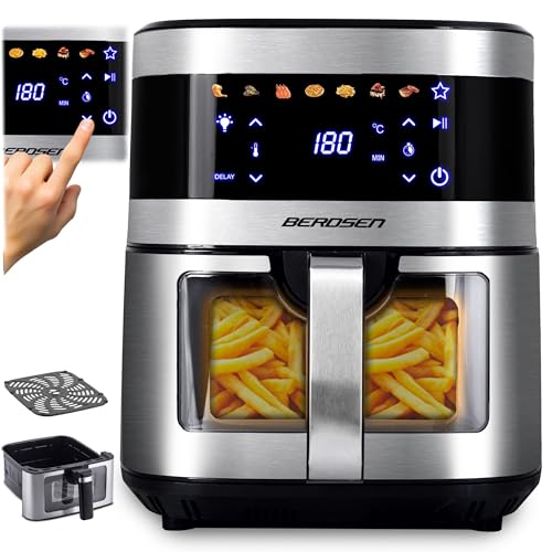 Berdsen Heißluftfritteuse XXL 9,1L - Airfryer mit Sichtfenster und Touchscreen - 1700W - 7 Programme - Spülmaschinengeeignet von Berdsen