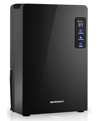 Berdsen Luftentfeuchter Elektrisch Entfeuchter Raumluftentfeuchter Leise Klein UV Lampe Desinfizierend 90 W Schwarz von Berdsen