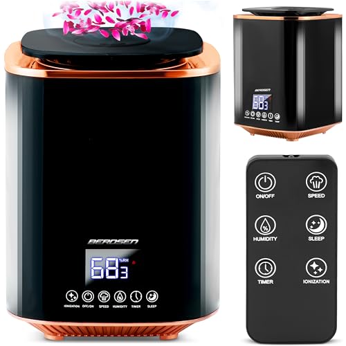 Berdsen - Ultraschall-Luftbefeuchter - mit Ionisator und Aroma-Diffuser - LED-Bedienpanel - Automatische Abschaltung, Kalter Nebel - Wassertank 2,6 L - Leise - für Schlaf- & Kinderzimmer - Schwarz von Berdsen