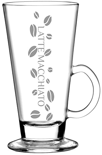 LATTE MACCHIATO Glas 2 Stück - 260ml Gläser mit Henkel für Latte-Macchiato Spülmaschinengeeignet - mit Lasergravur - Gastroglas von BergWald