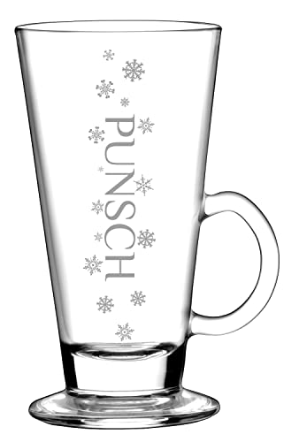 PUNSCHGLAS 6 Stück - 260ml Punsch Gläser mit Henkel Spülmaschinengeeignet - mit Lasergravur - Gastroglas 6er Set von BergWald