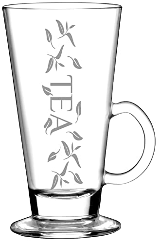 TEEGLAS 6 Stück - 260ml Gläser mit Henkel für Tee Spülmaschinengeeignet - mit Lasergravur - Gastroglas von BergWald