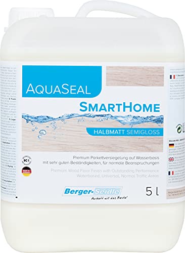 Berger-Seidle Aqua Seal Smarthome, wasserbasierter 5 Liter Wasserlack halbmatt Parkett Fußboden von Berger-Seidle