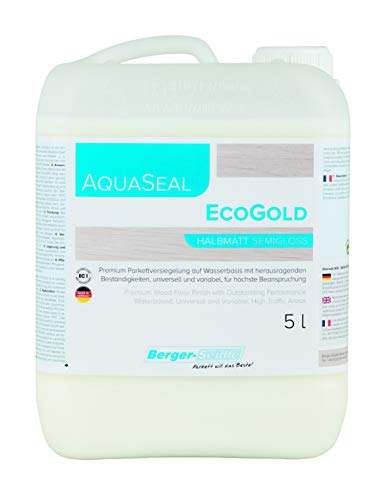 Berger-Seidle | AquaSeal EcoGold | 1K Parkettlack | wasserbasierter Parkettsiegel | umweltschonend | halbmatt (5 Liter) von Berger-Seidle