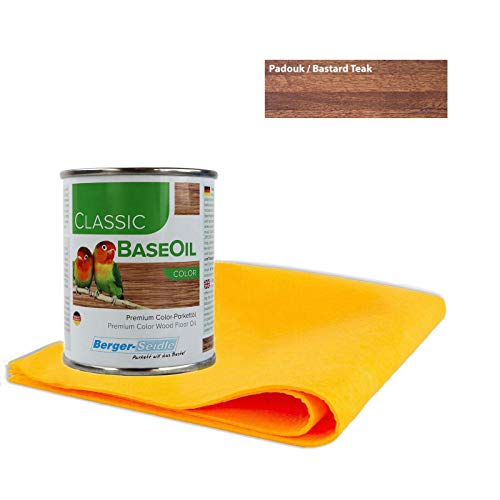 Berger Seidle Classic Base Oil | Premium Parkettöl/Pflegeöl mit Tiefenimprägnierung || 100% natürliche Rohstoffe | 125 ml + 1 superweiches Pflegetuch (Padouk) von Berger-Seidle