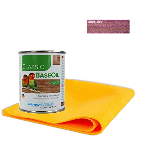 Berger Seidle Classic Base Oil | Premium Parkettöl/Pflegeöl mit Tiefenimprägnierung | 100% natürliche Rohstoffe | 125 ml + 1 superweiches Pflegetuch (Violett) von Berger-Seidle