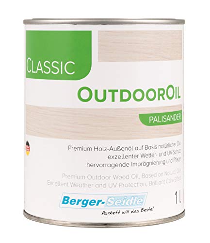 Berger-Seidle Outdoor Oil, Tiefenimprägnierung für Außen, 1 oder 3 Liter, perfekter Holzschutz für die Terrasse oder Gartenmöbel (1 Liter, Palisander) von Berger-Seidle