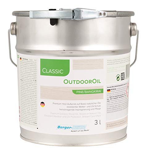 Palatina Werkstatt ® Berger-Seidle Outdoor Oil, Tiefenimprägnierung für Außen, 1 oder 3 Liter, perfekter Holzschutz für die Terrasse oder Gartenmöbel (3 Liter, Pinie/Bankirai) von Berger-Seidle