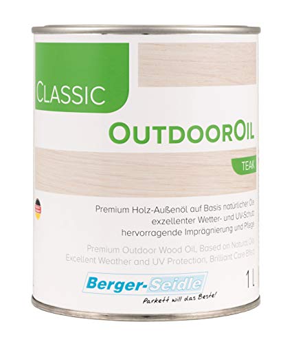 Berger-Seidle Outdoor Oil | Tiefenimprägnierung für Außen | 1 Liter | perfekter Holzschutz für die Terrasse oder Gartenmöbel/Zaun/Möbel (1 Liter, Teak) von Berger-Seidle