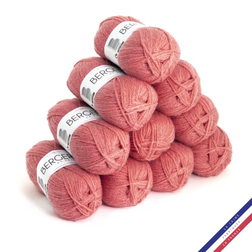 Bergère de France - BARISIENNE, Wolle set zum stricken und häkeln (10 x 50g) - 100% Acryl - 4 mm - Sehr weicher Rundfaden - Orange (CAPUCINE) von Bergere de France