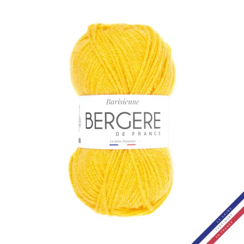 Bergère de France - BARISIENNE, Wolle zum stricken und häkeln (50g) - 100% Acryl - 4 mm - Sehr weicher Rundfaden - Gelb (BOUTON OR) von Bergere de France