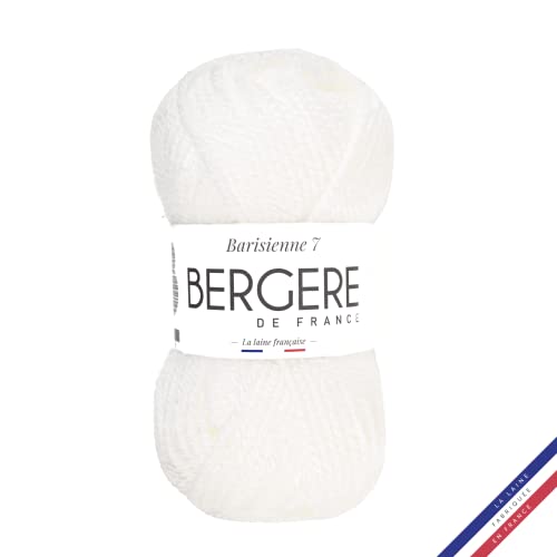 Bergère de France - BARISIENNE 7, Wolle zum stricken und häkeln (50g) - 100% Acryl - 6,5 mm - Weicher dicker runder Faden- Weiß (BLANC NEIGE) von Bergere de France