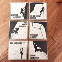 6 Filzuntersetzer "Klettern" - Echter Schafwollfilz Handarbeit von Berghexn