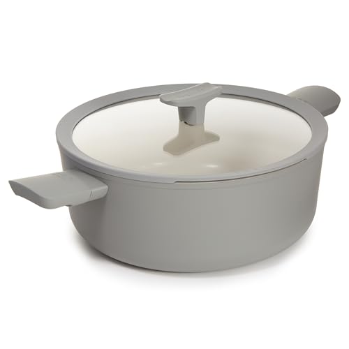 BergHOFF Leo Suppen-/ Gemüsetopf mit Deckel Balance Moonmist 28 cm - Grau, 6,2 Liter, Antihaft, Aluminium, 2,5 kg, 8,7 kg max., Grossraumtopf, Topf, inkl. Glasdeckel von Berghoff