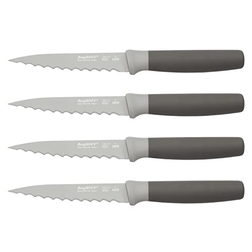 BergHoff Steak Messer 4-teilig (Barbecue-Messer, Fleischmesser, Soft Touch Griff, Besteck-Set, Pizzamesser, Steakbesteck, Geschenkidee BBQ) 3950046 von Berghoff