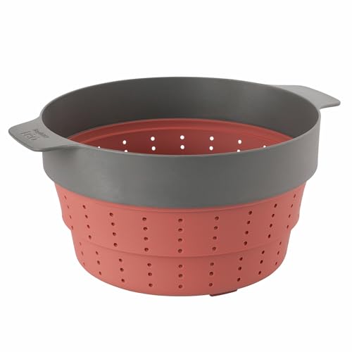 BergHOFF – Leo Silicone Steam & Strain with Collapsible Body – Grey & Red – 24cm von Berghoff